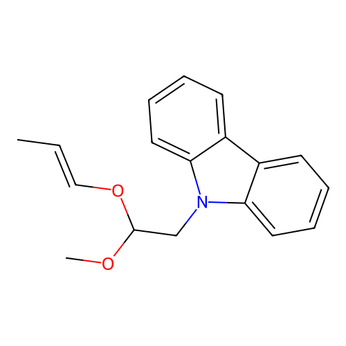 (E)-9-(2-methoxy-2-(prop-1-en-1-yloxy)ethyl)-9H-carbazole structure