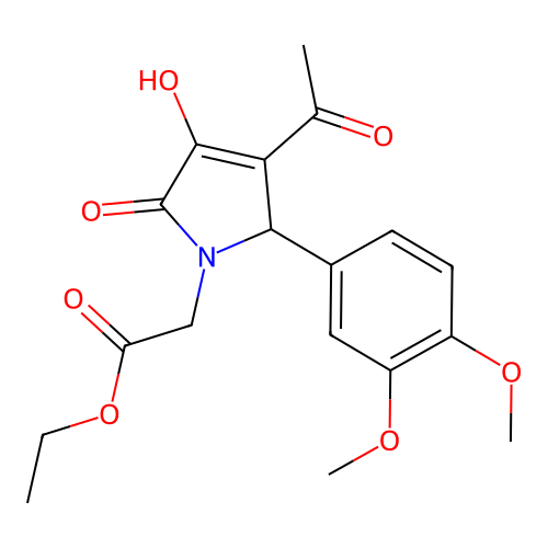 ethyl 2-[3-acetyl-2-(3,4-dimethoxyphenyl)-4-hydroxy-5-oxo-2H-pyrrol-1-yl]acetate structure
