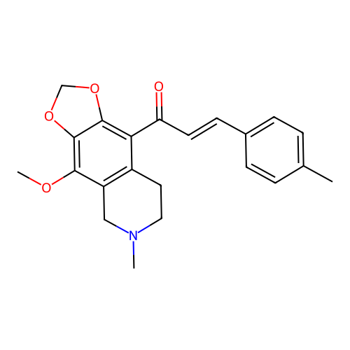 (2E)-1-(4-methoxy-6-methyl-5,6,7,8-tetrahydro[1,3]dioxolo[4,5-g]isoquinolin-9-yl)-3-(4-methylphenyl)prop-2-en-1-one structure