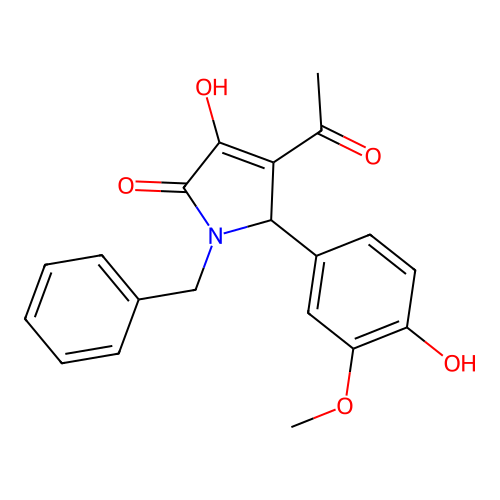 4-acetyl-1-benzyl-3-hydroxy-5-(4-hydroxy-3-methoxyphenyl)-1H-pyrrol-2(5H)-one structure