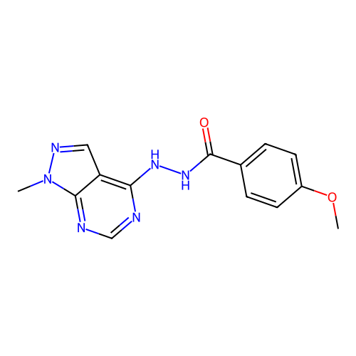 4-methoxy-N'-(1-methyl-1H-pyrazolo[3,4-d]pyrimidin-4-yl)benzohydrazide structure