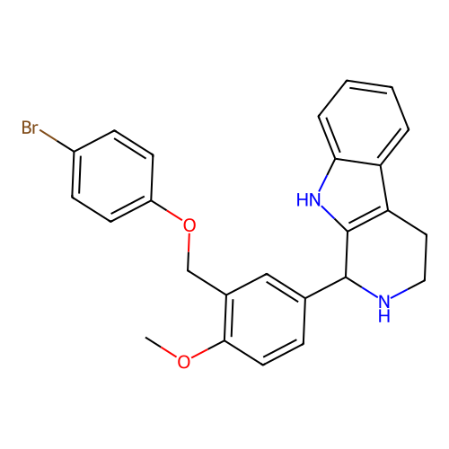 1-[3-[(4-bromophenoxy)methyl]-4-methoxyphenyl]-2,3,4,9-tetrahydro-1H-pyrido[3,4-b]indole structure