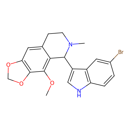 5-(5-bromo-1H-indol-3-yl)-4-methoxy-6-methyl-5,6,7,8-tetrahydro-[1,3]dioxolo[4,5-g]isoquinoline structure