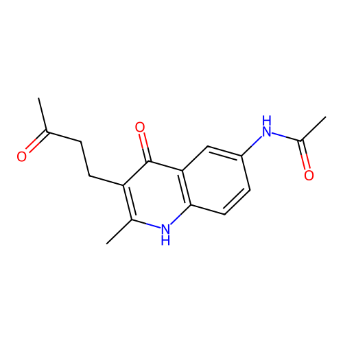 N-[4-hydroxy-2-methyl-3-(3-oxobutyl)-6-quinolinyl]acetamide structure