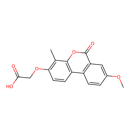 [(8-methoxy-4-methyl-6-oxo-6H-benzo[c]chromen-3-yl)oxy]acetic acid structure