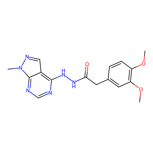 2-(3,4-dimethoxyphenyl)-N'-(1-methyl-1H-pyrazolo[3,4-d]pyrimidin-4-yl)acetohydrazide structure