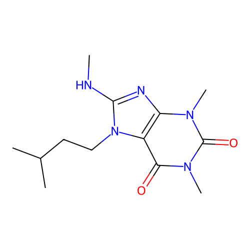 7-isopentyl-1,3-dimethyl-8-(methylamino)-1H-purine-2,6(3H,7H)-dione structure