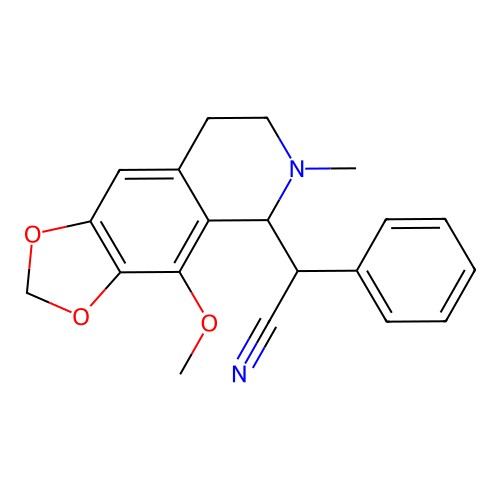 (4-methoxy-6-methyl-5,6,7,8-tetrahydro[1,3]dioxolo[4,5-g]isoquinolin-5-yl)(phenyl)acetonitrile structure