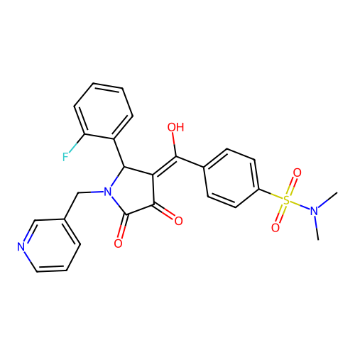 4-(2-(2-fluorophenyl)-4-hydroxy-5-oxo-1-(pyridin-3-ylmethyl)-2,5-dihydro-1H-pyrrole-3-carbonyl)-N,N-dimethylbenzenesulfonamide structure