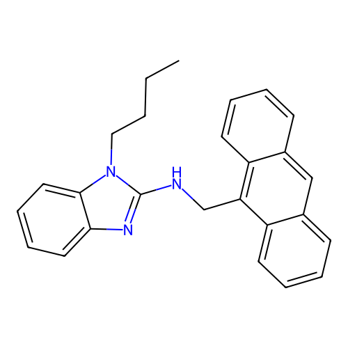 N-(anthracen-9-ylmethyl)-1-butyl-1H-benzimidazol-2-amine structure