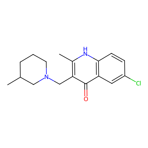 6-Chloro-2-methyl-3-[(3-methylpiperidin-1-yl)methyl]quinolin-4-ol structure
