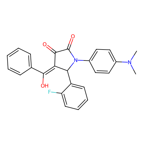(4E)-1-(4-dimethylaminophenyl)-5-(2-fluorophenyl)-4-[hydroxy(phenyl)methylidene]pyrrolidine-2,3-dione structure