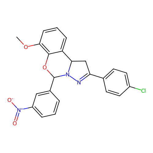 2-(4-CHLOROPHENYL)-5-(3-NITROPHENYL)-1,10B-DIHYDROPYRAZOLO[1,5-C][1,3]BENZOXAZIN-7-YL METHYL ETHER structure