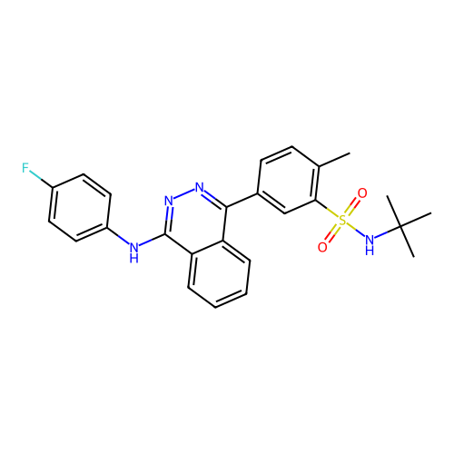 N-tert-butyl-5-{4-[(4-fluorophenyl)amino]phthalazin-1-yl}-2-methylbenzenesulfonamide structure