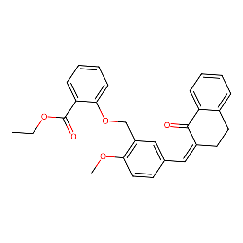 (Z)-ethyl 2-((2-methoxy-5-((1-oxo-3,4-dihydronaphthalen-2(1H)-ylidene)methyl)benzyl)oxy)benzoate structure