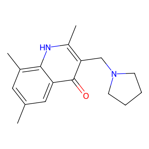 2,6,8-Trimethyl-3-(pyrrolidin-1-ylmethyl)quinolin-4-ol structure