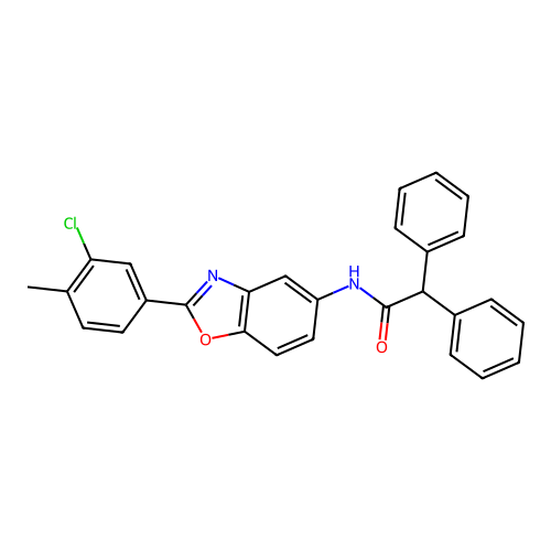 N-[2-(3-chloro-4-methylphenyl)-1,3-benzoxazol-5-yl]-2,2-diphenylacetamide structure