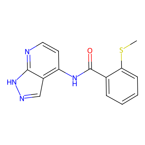2-methylsulfanyl-N-(1H-pyrazolo[3,4-b]pyridin-4-yl)benzamide structure