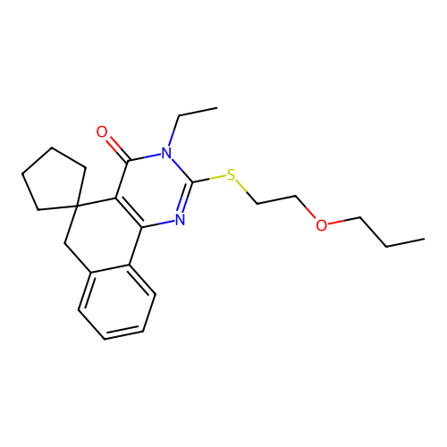 3-ethyl-2-[(2-propoxyethyl)sulfanyl]-3H-spiro[benzo[h]quinazoline-5,1'-cyclopentan]-4(6H)-one structure