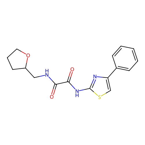 N1-(4-phenylthiazol-2-yl)-N2-((tetrahydrofuran-2-yl)methyl)oxalamide structure