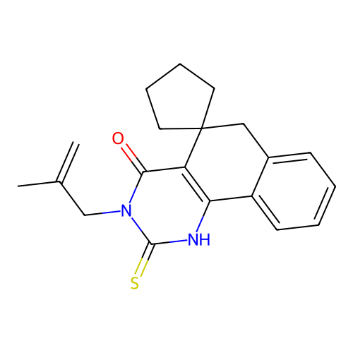 3-(2-methylallyl)-2-thioxo-2,3-dihydro-1H-spiro[benzo[h]quinazoline-5,1'-cyclopentan]-4(6H)-one structure