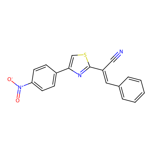 (2E)-2-[4-(4-nitrophenyl)-1,3-thiazol-2-yl]-3-phenylprop-2-enenitrile structure