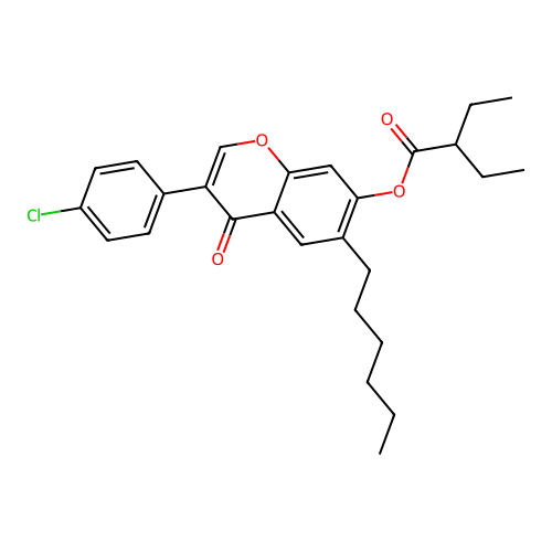 3-(4-Chlorophenyl)-6-hexyl-4-oxochromen-7-yl 2-ethylbutanoate structure