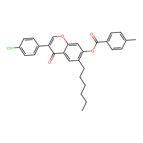 3-(4-Chlorophenyl)-6-hexyl-4-oxochromen-7-yl 4-methylbenzoate structure
