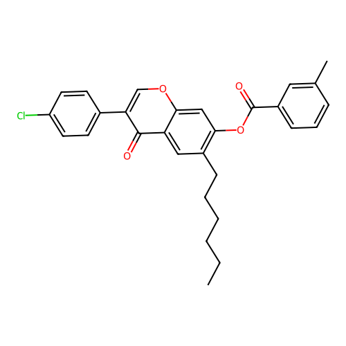 3-(4-Chlorophenyl)-6-hexyl-4-oxochromen-7-yl 3-methylbenzoate structure