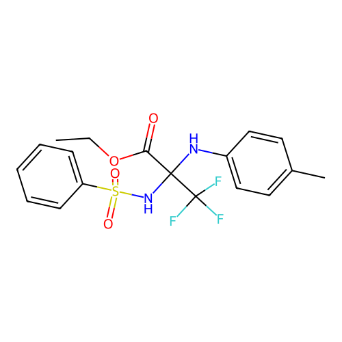 Ethyl 3,3,3-trifluoro-2-(phenylsulfonamido)-2-(p-tolylamino)propanoate structure