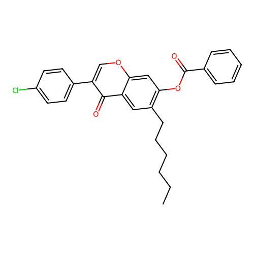 3-(4-Chlorophenyl)-6-hexyl-4-oxochromen-7-yl benzoate structure
