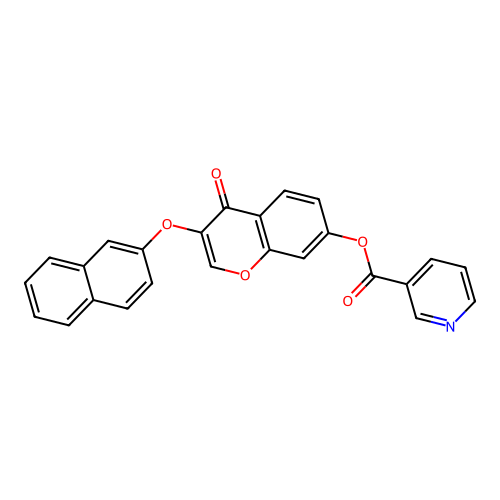 3-(2-Naphthyloxy)-4-oxochromen-7-yl pyridine-3-carboxylate structure