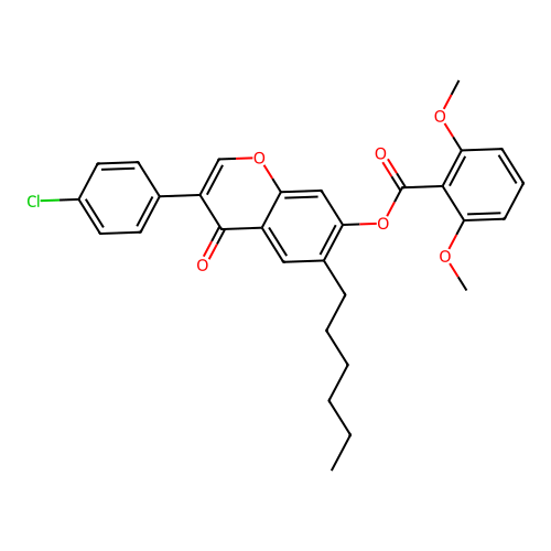 3-(4-chlorophenyl)-6-hexyl-4-oxo-4H-chromen-7-yl 2,6-dimethoxybenzoate structure