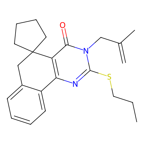 3-(2-methylallyl)-2-(propylthio)-3H-spiro[benzo[h]quinazoline-5,1'-cyclopentan]-4(6H)-one structure