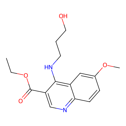 Ethyl 4-[(3-hydroxypropyl)amino]-6-methoxyquinoline-3-carboxylate structure