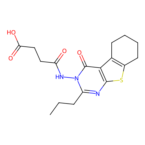 4-oxo-4-((4-oxo-2-propyl-5,6,7,8-tetrahydrobenzo[4,5]thieno[2,3-d]pyrimidin-3(4H)-yl)amino)butanoic acid structure