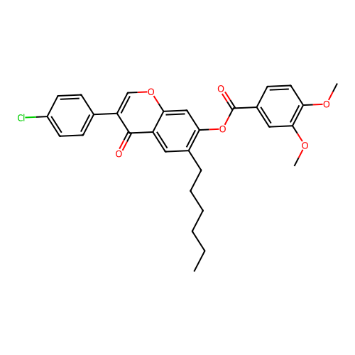 3-(4-Chlorophenyl)-6-hexyl-4-oxochromen-7-yl 3,4-dimethoxybenzoate structure