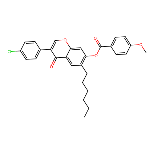3-(4-Chlorophenyl)-6-hexyl-4-oxochromen-7-yl 4-methoxybenzoate structure