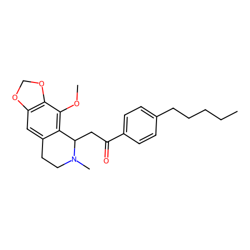 2-(4-methoxy-6-methyl-5,6,7,8-tetrahydro-[1,3]dioxolo[4,5-g]isoquinolin-5-yl)-1-(4-pentylphenyl)ethanone structure