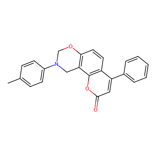 9-(4-methylphenyl)-4-phenyl-9,10-dihydro-2H,8H-chromeno[8,7-e][1,3]oxazin-2-one structure