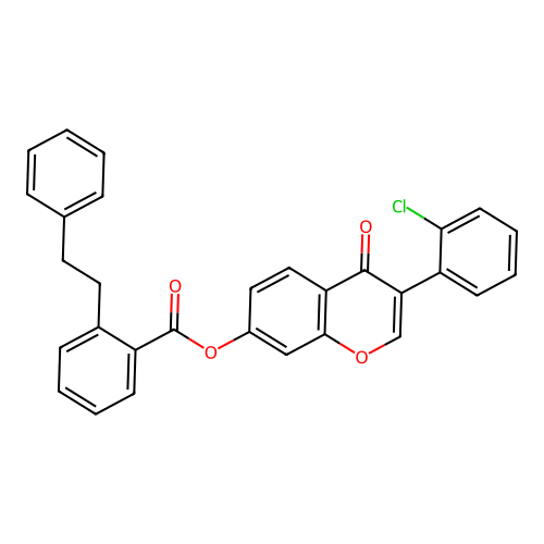 3-(2-Chlorophenyl)-4-oxochromen-7-yl 2-(2-phenylethyl)benzoate structure