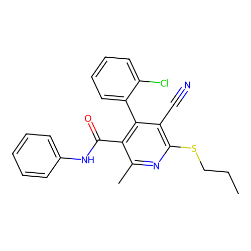 4-(2-chlorophenyl)-5-cyano-2-methyl-N-phenyl-6-(propylthio)nicotinamide structure