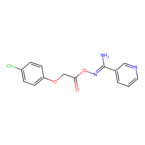 N'-{[2-(4-chlorophenoxy)acetyl]oxy}pyridine-3-carboximidamide structure