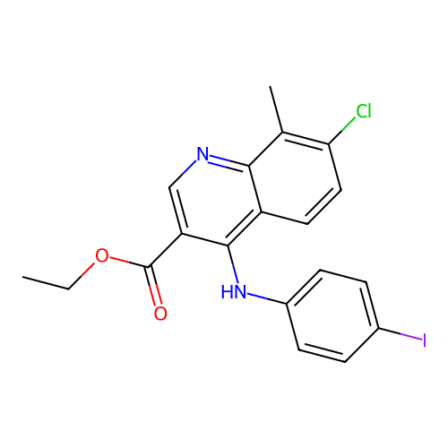 Ethyl 7-chloro-4-[(4-iodophenyl)amino]-8-methylquinoline-3-carboxylate structure