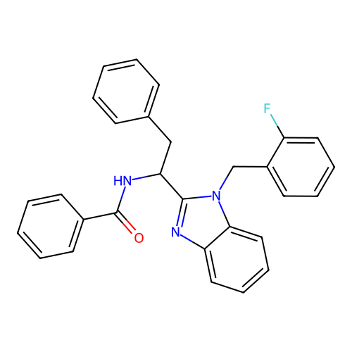 N-{1-[1-(2-fluorobenzyl)-1H-benzimidazol-2-yl]-2-phenylethyl}benzamide structure