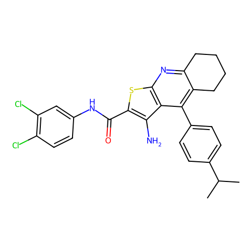 3-amino-N-(3,4-dichlorophenyl)-4-(4-isopropylphenyl)-5,6,7,8-tetrahydrothieno[2,3-b]quinoline-2-carboxamide structure