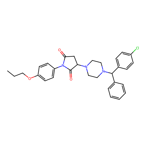 3-{4-[(4-chlorophenyl)(phenyl)methyl]piperazin-1-yl}-1-(4-propoxyphenyl)pyrrolidine-2,5-dione structure