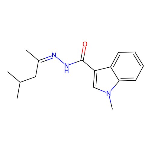1-methyl-N'-[(2Z)-4-methylpentan-2-ylidene]-1H-indole-3-carbohydrazide structure