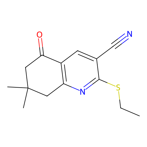 2-(Ethylsulfanyl)-7,7-dimethyl-5-oxo-5,6,7,8-tetrahydroquinoline-3-carbonitrile structure