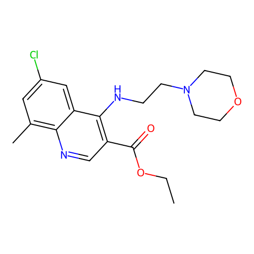 Ethyl 6-chloro-8-methyl-4-{[2-(4-morpholinyl)ethyl]amino}-3-quinolinecarboxylate structure